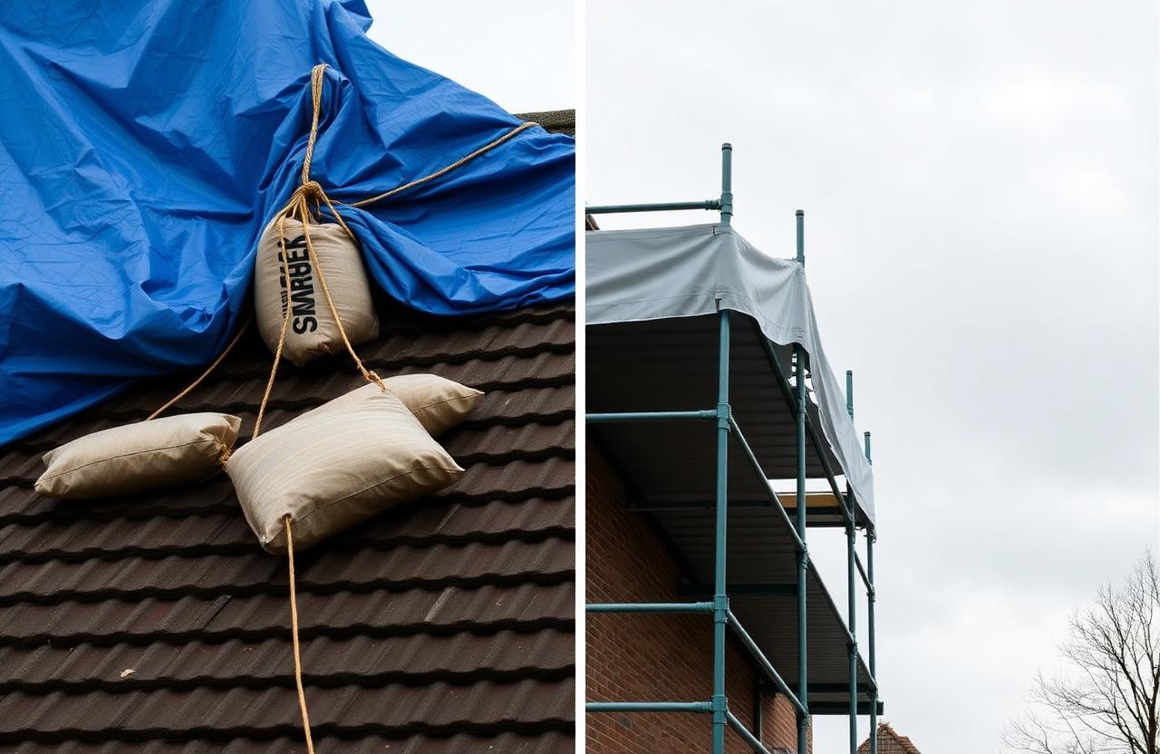 Sheeted temporary roof — comparison reference image