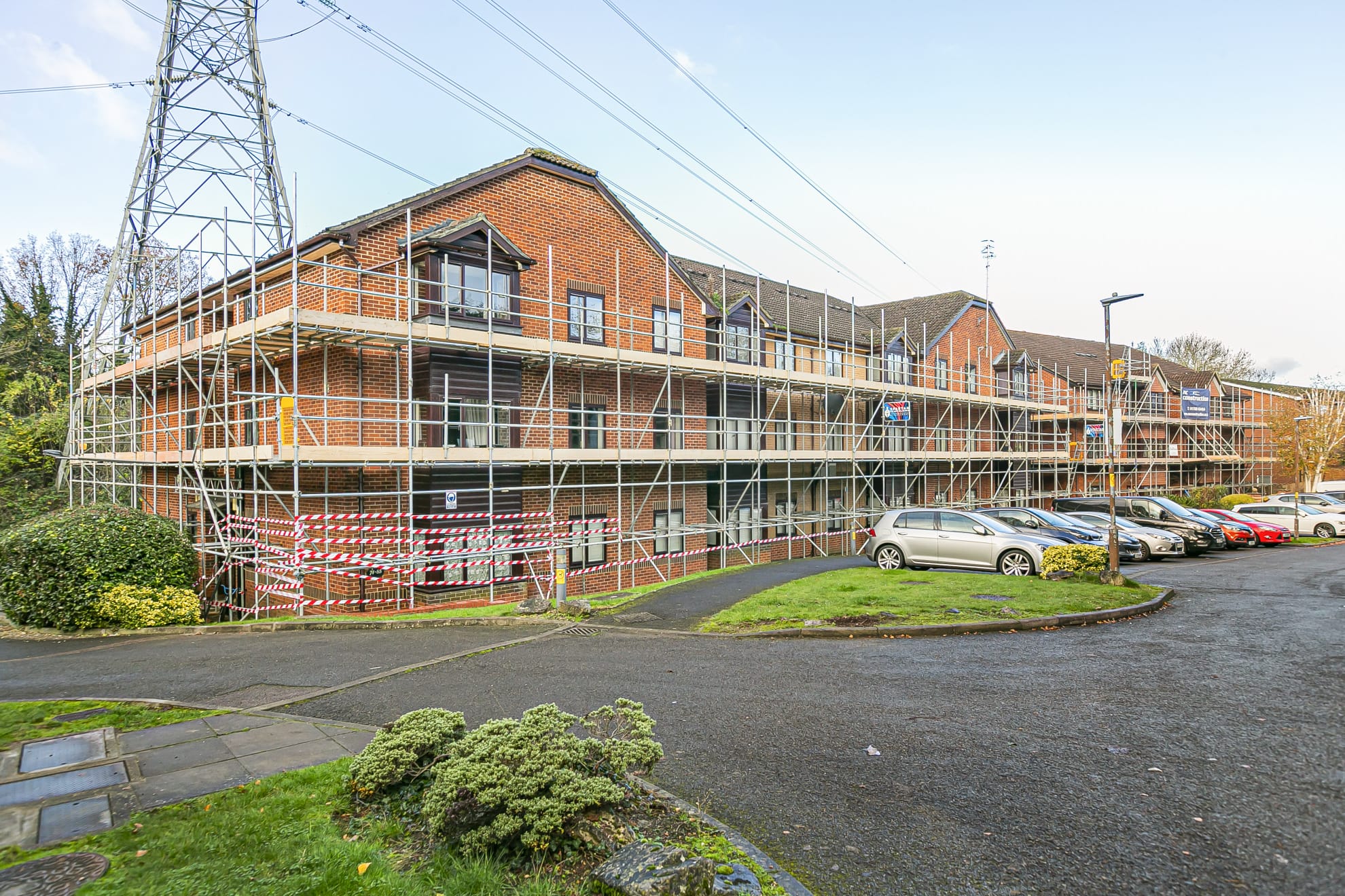 Renovation scaffolding on a residential apartment complex