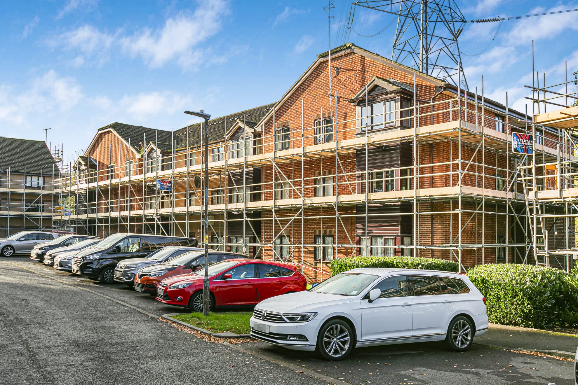Scaffolding on a residential apartment frontage