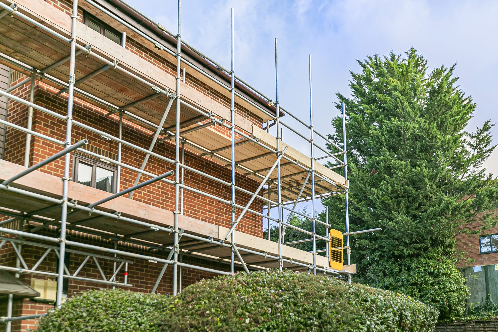 Scaffold around a multi-storey residential property